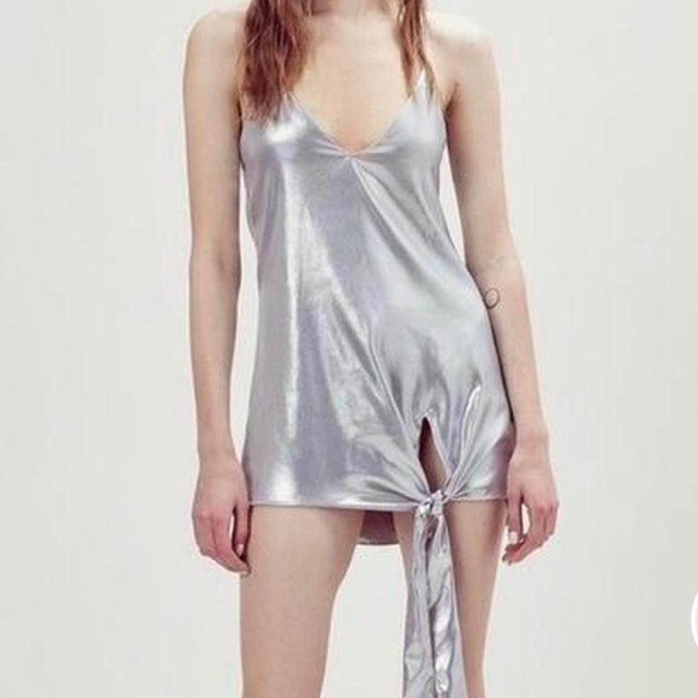 For Love and Lemons Silver Metallic Dress